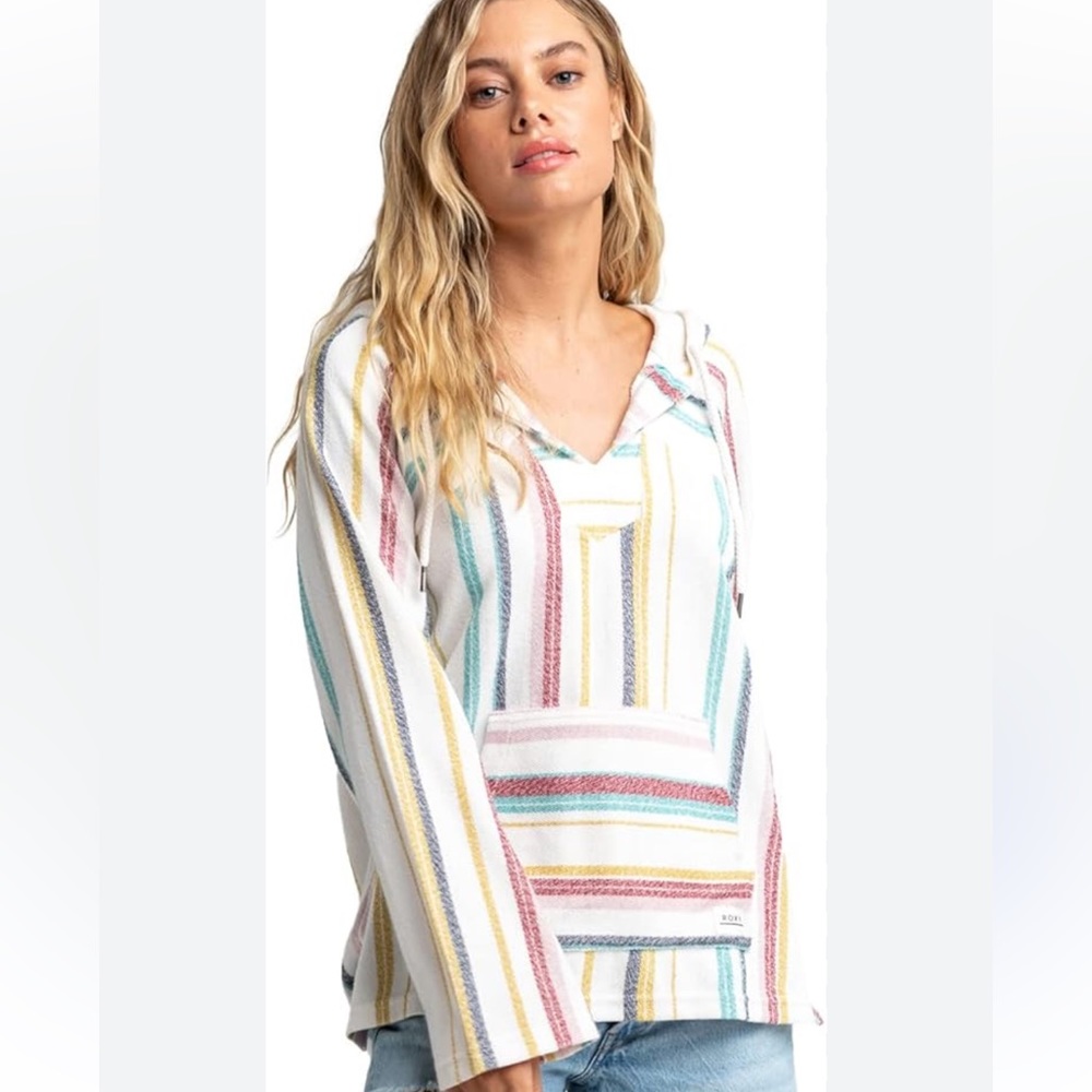 Roxy Multicolor Striped pull over Hoodie M